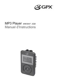Notice Lecteur MP3 GPX  MW3847