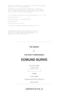 The Works of the Right Honourable Edmund Burke, Vol. 03 (of 12)
