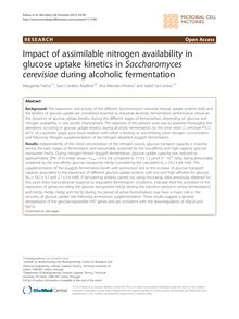 Impact of assimilable nitrogen availability in glucose uptake kinetics in Saccharomyces cerevisiae during alcoholic fermentation