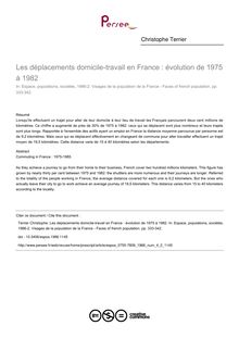 Les déplacements domicile-travail en France : évolution de 1975 à 1982 - article ; n°2 ; vol.4, pg 333-342