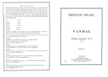 Partition parties complètes, corde quatuor en C major, C major, Vanhal, Johann Baptist