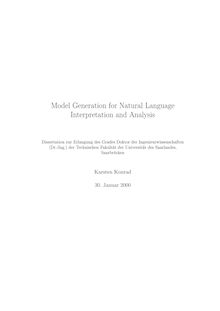 Model generation for natural language interpretation and analysis [Elektronische Ressource] / Karsten Konrad
