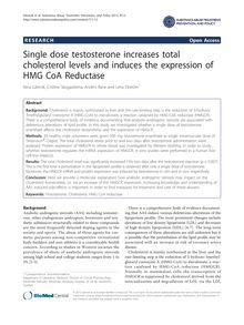 Single dose testosterone increases total cholesterol levels and induces the expression of HMG CoA Reductase