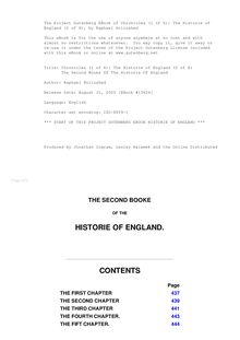 Chronicles (1 of 6): The Historie of England (2 of 8)