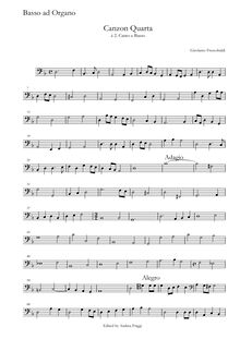 Partition Basso ad organo, Canzon Quarta à , Canto e Basso, Frescobaldi, Girolamo
