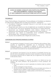 CODE DE BONNE CONDUITE DES PARTIS POLITIQUES, DES GROUPEMENTS ...