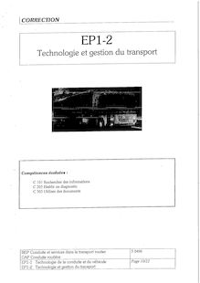 Corrige CAPCORO Technologie et gestion du transport 2005