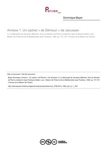 Annexe 1. Un cachet « de Dilmoun » de Janussan - article ; n°1 ; vol.6, pg 151-157