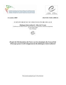 Projet de Déclaration de Faro sur la stratégie du Conseil de l ...