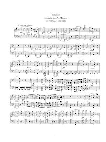 Partition complète, Piano Sonata No. 14 en A minor, Schubert, Franz