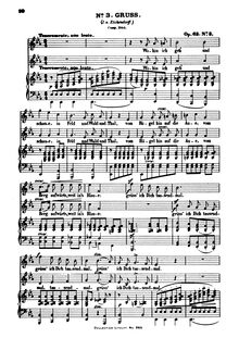 Partition No., Gruß (J. v. Eichendorff), 6 chansons pour 2 voix et Piano