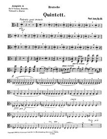 Partition viole de gambe, Piano quintette No.1, Op.33, D minor, Juon, Paul