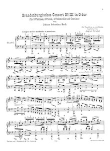 Partition complète, Brandenburg Concerto No.3, G major, Bach, Johann Sebastian