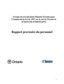 Groupe de travail  mixte Ontario-Toronto pour l examen de la Loi de ...