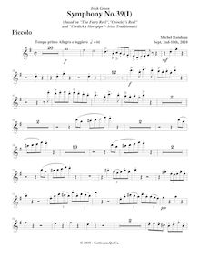 Partition Piccolo, Symphony No.39  Irish Green , G major, Rondeau, Michel