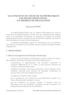 ILLUSTRATION DE COURS DE MATHEMATIQUES PAR MICRO-ORDINATEUR