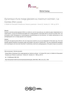 Dynamique d une marge glaciaire au maximum würmien ; La Combe d Ain (Jura) - article ; n°2 ; vol.22, pg 65-74