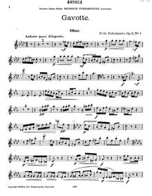 Partition hautbois , partie, Gavotte et Tarantelle pour Piano et 5 vents, Op.6