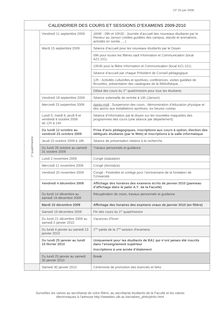 CALENDRIER DES COURS ET SESSIONS D’EXAMENS 2009-2010