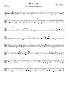 Partition ténor viole de gambe 2, alto clef, madrigaux, East, Michael