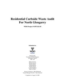 Residential Curbside Waste Audit For North Glengarry
