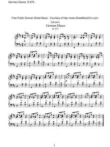 Partition complète, German danse, D.975, Schubert, Franz