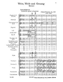Partition complète, Wein, Weib und Gesang, Op.333, Wine, Women and Song par Johann Strauss Jr.