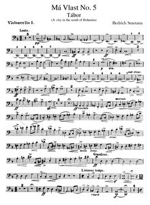Partition violoncelles I, II, Tábor, D minor, Smetana, Bedřich