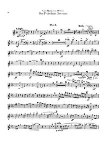 Partition hautbois 1, 2, Der Freischütz, Op.77, Eine romantische Oper in 3 Aufzügen
