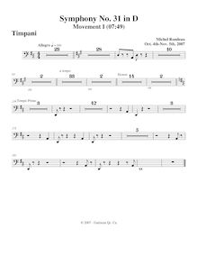 Partition timbales, Symphony No.31, D major, Rondeau, Michel par Michel Rondeau