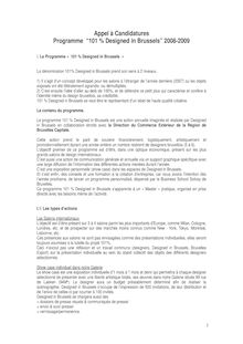 Appel à Candidatures Programme 101 % Designed in Brussels 2008-2009