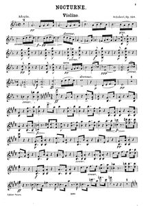 Partition violon et violoncelle parties, Notturno pour Piano, violon et violoncelle en E♭
