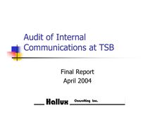 Audit of Internal Communications at TSB Final Report April 2004