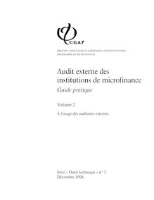 Audit externe des institutions de microfinance - Guide Pratique