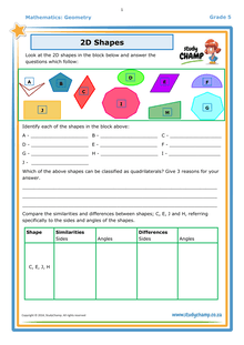 Maths: 2D Shapes Worksheet