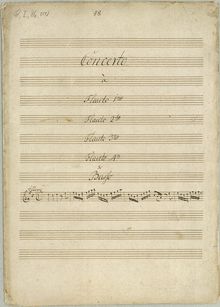 Partition complète, 4 Concertos pour 4 flûtes et Basso, Schickhardt, Johann Christian