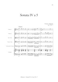 Partition , Sonata IV en C minor, Sei Sinfonie e Sei concerts a Cinque, Op.2