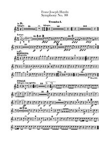 Partition trompette 1, 2 (D, C), Symphony No.88 en G major, Sinfonia No.88