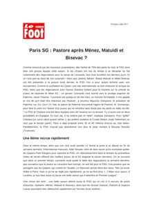 Paris SG : Pastore après Ménez, Matuidi et Bisevac ?