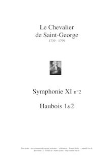 Partition hautbois 1/2, 2 Symphonies, Saint-Georges, Joseph Bologne