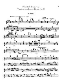 Partition flûte 1, 2, Variations on a Rococo Theme, Вариации на тему рококо