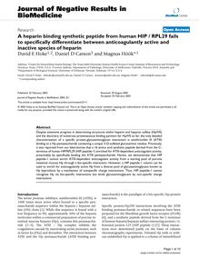 A heparin binding synthetic peptide from human HIP / RPL29 fails to specifically differentiate between anticoagulantly active and inactive species of heparin