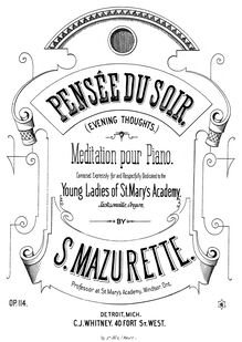 Partition complète, Pensee du Soir, Op.114, Meditation, Mazurette, Salomon