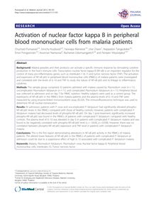 Activation of nuclear factor kappa B in peripheral blood mononuclear cells from malaria patients