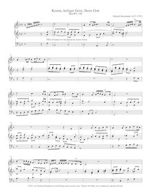 Partition complète, Komm, heiliger Geist, Herre Gott, Organ chorale prelude par Dietrich Buxtehude