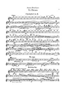 Partition clarinette 1, 2 (B♭), Te deum, WAB 45, Bruckner, Anton