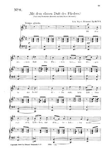 Partition , Mit dem süssen Duft des Flieders (E minor), Vier chansons