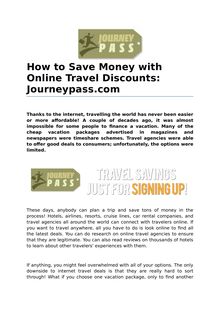 How to Save Money with Online Travel Discounts: Journeypass.com