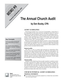 Memo #8 - The Annual Church Audit