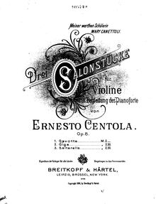 Partition de piano, Drei Salonstücke, Op.8, Centola, Ernesto